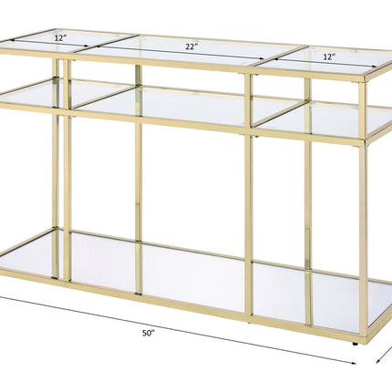 ACME 83473 Uchenna Sofa Table, Clear Glass & Gold Finish