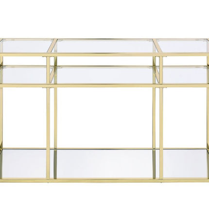 ACME 83473 Uchenna Sofa Table, Clear Glass & Gold Finish