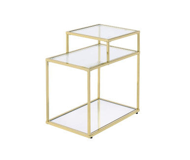 ACME 83474 Uchenna Side Table, Clear Glass & Gold Finish ACME Furniture