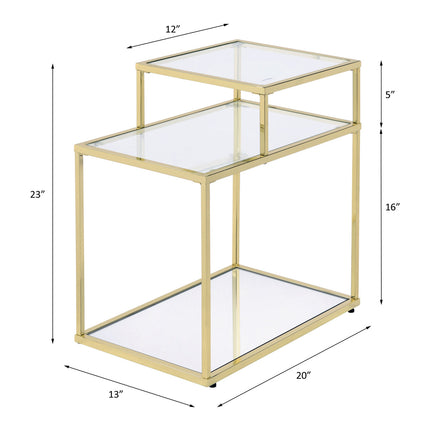 ACME 83474 Uchenna Side Table, Clear Glass & Gold Finish