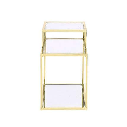 ACME 83474 Uchenna Side Table, Clear Glass & Gold Finish