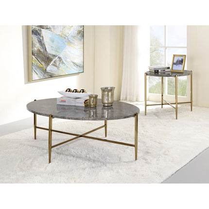 ACME 83475 Tainte Coffee Table, Faux Marble & Champagne Finish