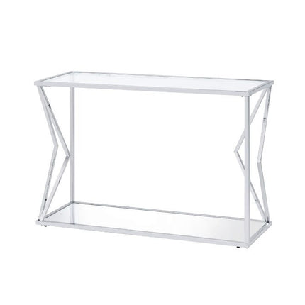 ACME 83484 Virtue Sofa Table, Clear Glass & Chrome Finish