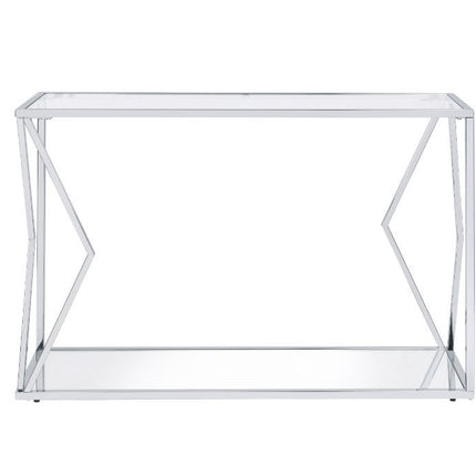 ACME 83484 Virtue Sofa Table, Clear Glass & Chrome Finish