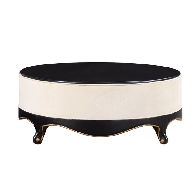 ACME 83945 Sheridan Cocktail Table, Cream Fabric & Black