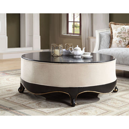 ACME 83945 Sheridan Cocktail Table, Cream Fabric & Black