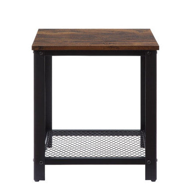 ACME 83967 Taurus End Table, White Printed Faux Marble & Black Finish ACME Furniture