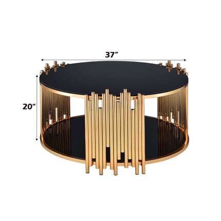 ACME 84490 Tanquin Coffee Table, Gold & Black Glass (1Set/2Ctn)