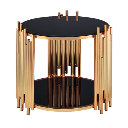 ACME 84492 Tanquin End Table, Gold & Black Glass (1Set/2Ctn)