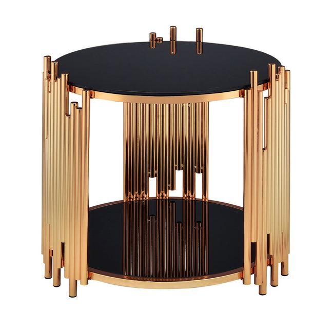 ACME 84492 Tanquin End Table, Gold & Black Glass (1Set/2Ctn)