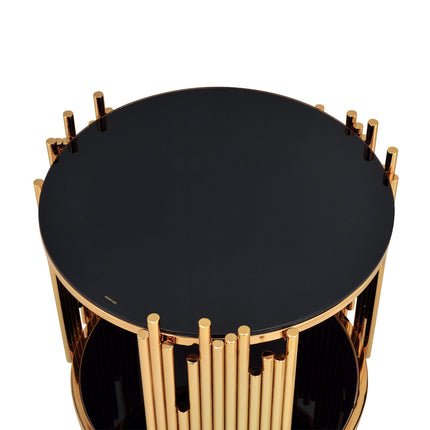 ACME 84492 Tanquin End Table, Gold & Black Glass (1Set/2Ctn)