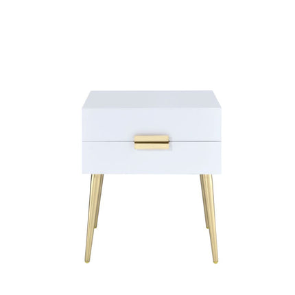 ACME 84496 Denvor End Table, White & Gold