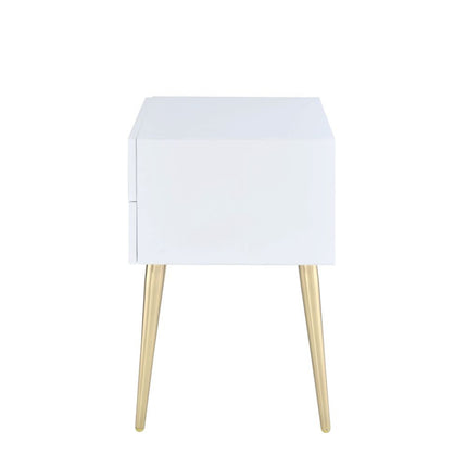 ACME 84496 Denvor End Table, White & Gold