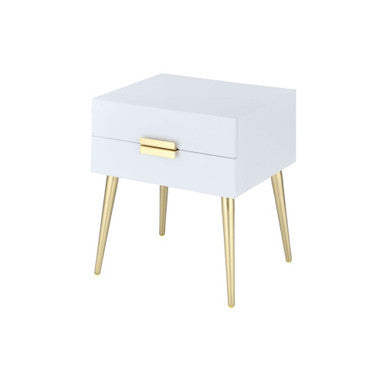 ACME 84496 Denvor End Table, White & Gold ACME Furniture