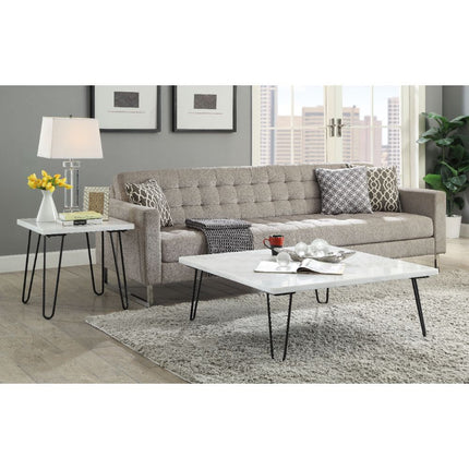 ACME 84500 Telestis Coffee Table, White Marble & Black  4