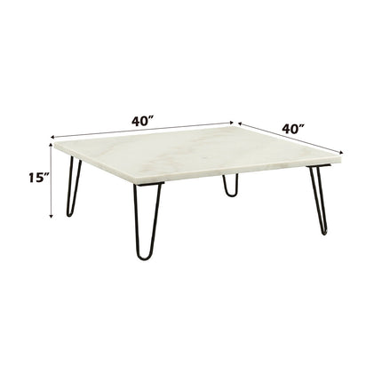 ACME 84500 Telestis Coffee Table, White Marble & Black  5