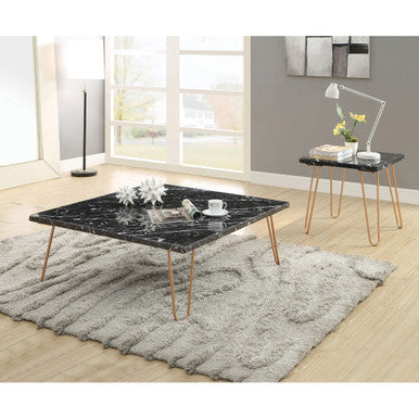 ACME 84505 Telestis Coffee Table, Black Marble & Gold ACME Furniture