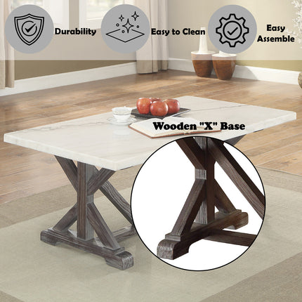 ACME 84545 Romina Coffee Table, White Marble & Weathered Espresso