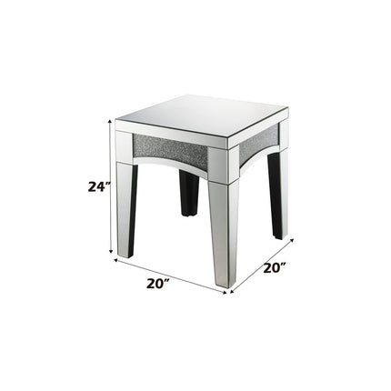 ACME 84677 Nowles End Table, Mirrored & Faux Stones