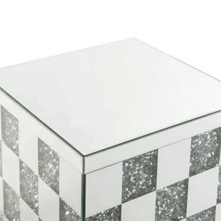 ACME 84692 Noralie End Table, Mirrored & Faux Diamonds