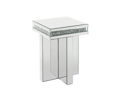 ACME 84697 Noralie End Table, Mirrored & Faux Diamonds ACME Furniture