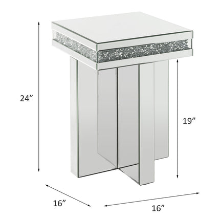 ACME 84697 Noralie End Table, Mirrored & Faux Diamonds