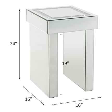 ACME 84702 Noralie End Table, Mirrored & Faux Diamonds