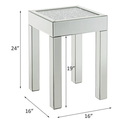 ACME 84707 Noralie End Table, Mirrored & Faux Diamonds
