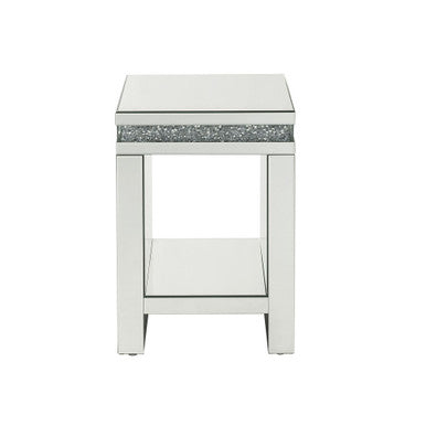 ACME 84717 Noralie End Table, Mirrored & Faux Diamonds ACME Furniture