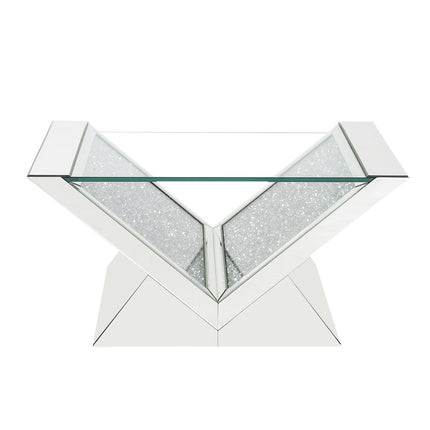 ACME 84725 Noralie Coffee Table, Clear Glass, Mirrored & Faux Diamonds