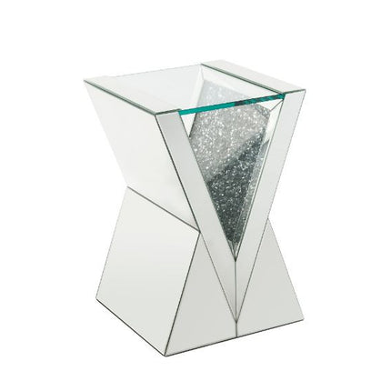 ACME 84727 Noralie End Table, Clear Glass, Mirrored & Faux Diamonds