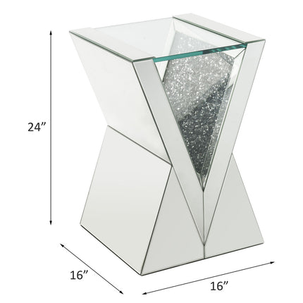 ACME 84727 Noralie End Table, Clear Glass, Mirrored & Faux Diamonds