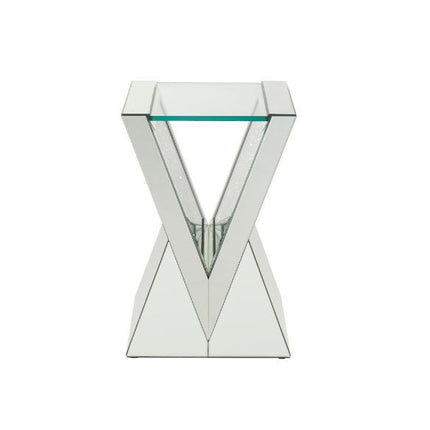 ACME 84727 Noralie End Table, Clear Glass, Mirrored & Faux Diamonds