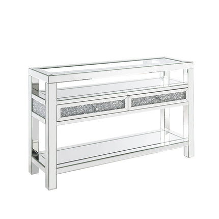 ACME 84733 Noralie Sofa Table, Mirrored & Faux Diamonds