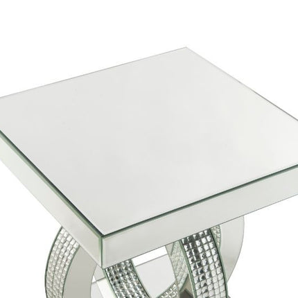 ACME 84742 Ornat End Table, Mirrored & Faux Diamonds