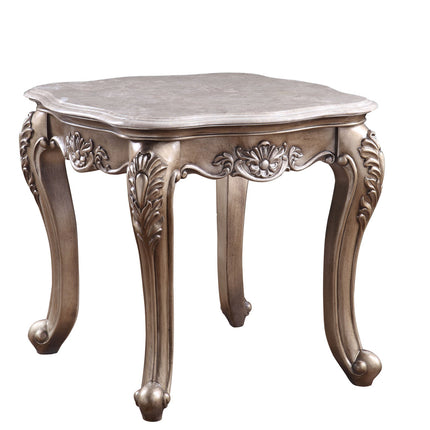 ACME 84867 Jayceon End Table, Marble & Champagne