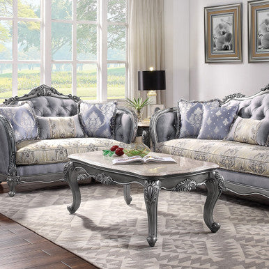 ACME 85345 Ariadne Coffee Table, Marble & Platinum ACME Furniture