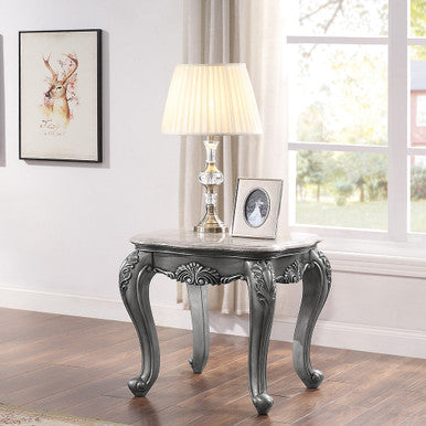 ACME 85347 Ariadne End Table, Marble & Platinum ACME Furniture