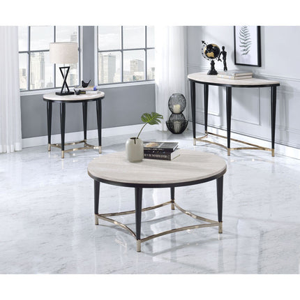 ACME 85380 Ayser Coffee Table, White Washed & Black
