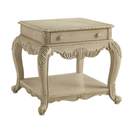 ACME 86022 Ragenardus End Table, Antique White