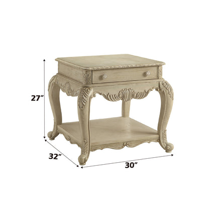 ACME 86022 Ragenardus End Table, Antique White