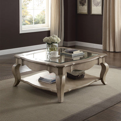 ACME 86050 Chelmsford Coffee Table, Antique Taupe & Clear Glass ACME Furniture