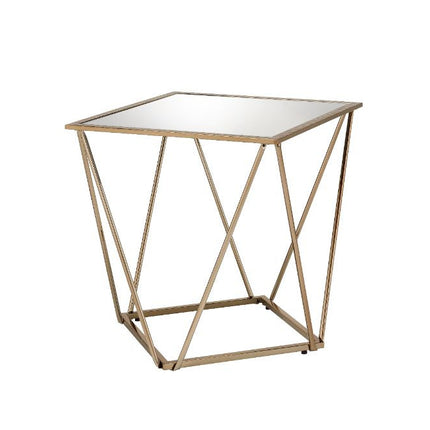 ACME 86057 Fogya End Table, Mirrored & Champagne Gold Finish