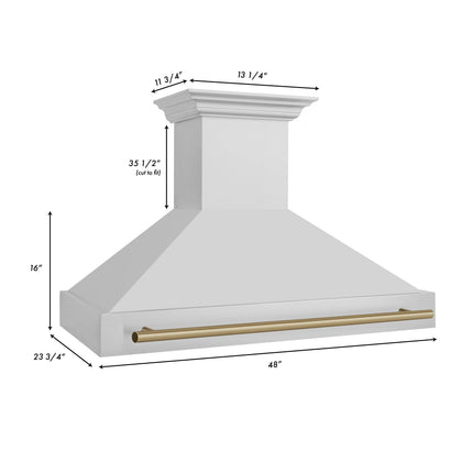 ZLINE Autograph Edition 48" Stainless Steel Range Hood with Stainless Steel Shell and Champagne Bronze Handle (8654STZ-48-CB)
