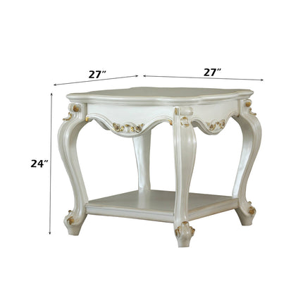 ACME 86882 Picardy End Table, Antique Pearl