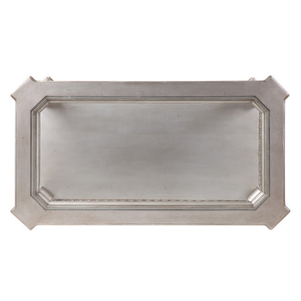 ACME 86930 Northville Coffee Table, Antique Silver & Clear Glass