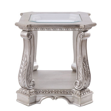 ACME 86932 Northville End Table, Antique Silver & Clear Glass ACME Furniture
