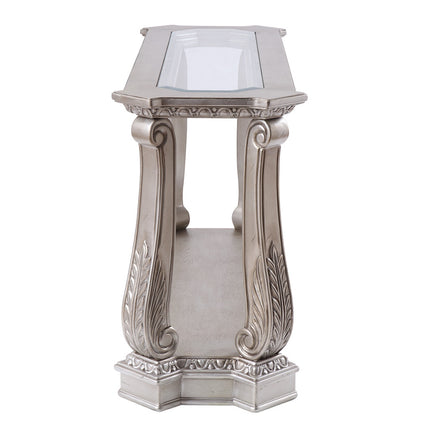 ACME 86933 Northville Sofa Table, Antique Silver & Clear Glass