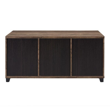 ACME 87955 Nineel Coffee Table, Obscure Glass, Rustic Oak & Black Finish