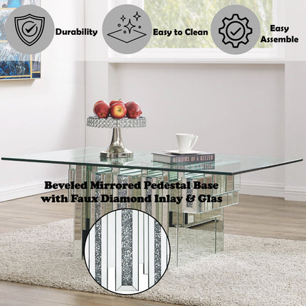ACME 88000 Noralie Coffee Table, Mirrored & Faux Diamonds